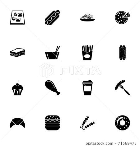 Fast Food icon - Expand to any size - Change to any colour. Perfect Flat Vector Contains such Icons as bread, fish, fruit, hot dog, beef, burger, chicken, barbecue, croissant, eating, pizza, sushi. Fast Food icon - Expand to any size - Change to any colour. Perfect Flat Vector Contains such Icons as bread, fish, fruit, hot dog, beef, burger, chicken, barbecue, croissant, eating, pizza, sushi. 71569475