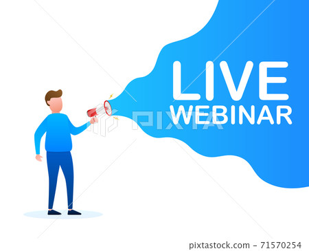 Live Webinar Button, icon, emblem, label. Vector illustration. 71570254