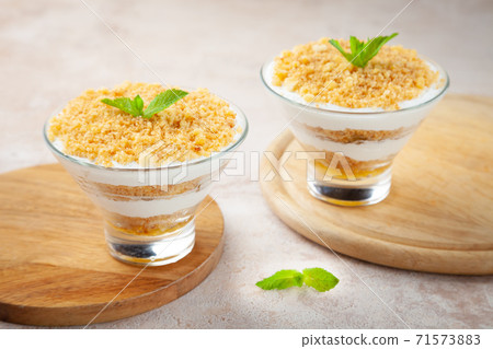 Homemade tiramisu italian dessert souffle with cream 71573883
