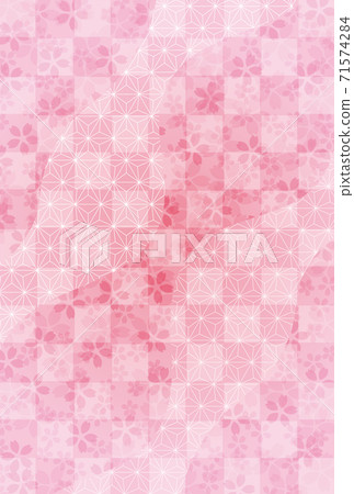 Cherry blossom New Year's card Japanese pattern background 71574284