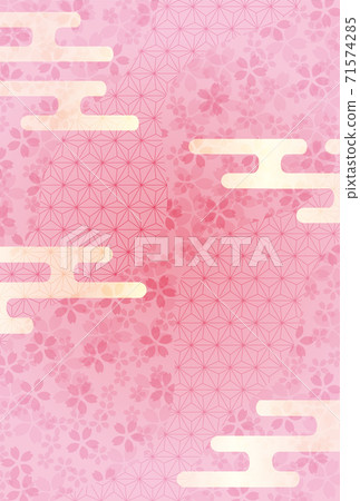 Cherry blossom New Year's card Japanese pattern background 71574285