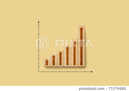 Wood block increase with arrow up and copy space Wood block increase with arrow up and copy space 71574880