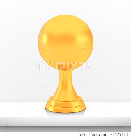 Winner sphere cup award, golden trophy logo isolated on white shelf table background Winner sphere cup award, golden trophy logo isolated on white shelf table background 71575814