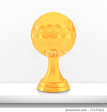 Winner golf cup award, golden trophy logo isolated on white shelf table background Winner golf cup award, golden trophy logo isolated on white shelf table background 71575822