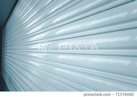 Shutter Roller Door Metal Texture of Shopping Mall or Factory Warehouse Workshop, Entrance Rolling Steel Doors for Access Security. Modern Architecture of Doorway Pattern 71576080