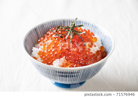 Salmon roe pickled in soy sauce over rice Salmon roe pickled in soy sauce over rice 71576946