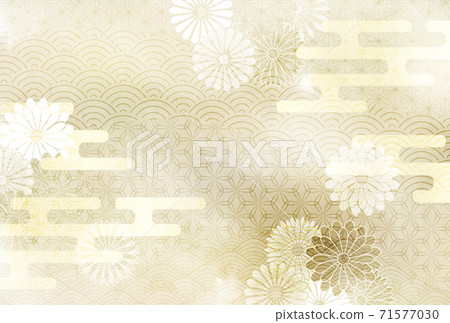 日式新年賀卡水彩背景 71577030