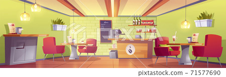 Coffee house or cafe interior with cashier desk Coffee house or cafe interior with cashier desk 71577690