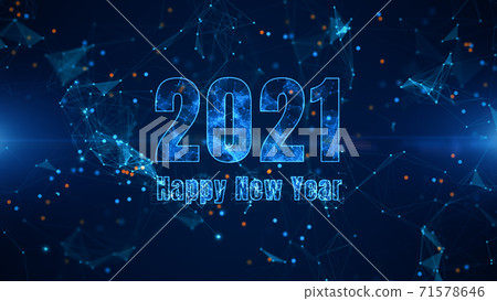 Happy New Year 2021 Bright Animation on Blue Background. Great for New Year, Christmas, Festival, Party Background 71578646