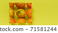 Oranges fruit on colored paper background 71581244