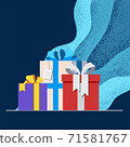 Presents box with blue tone background in christmas concept 71581767