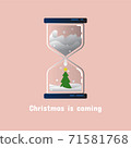 Christmas Hourglass with christmas tree in flat design 71581768