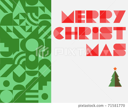 Merry christmas in abstract background in green tone with flat design - Vector illustration 71581770