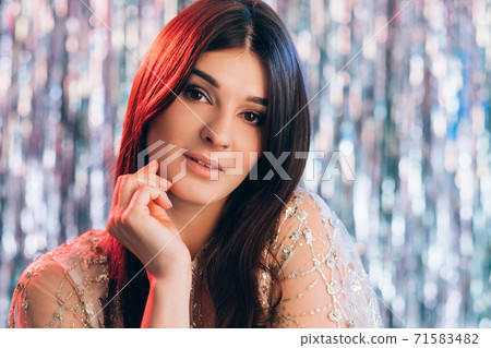 festive beautiful woman christmas party glamorous 71583482