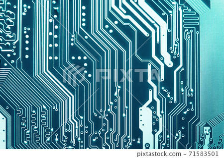 Blue electronic mother board circuit close up macro background. Blue electronic mother board circuit close up macro background. 71583501