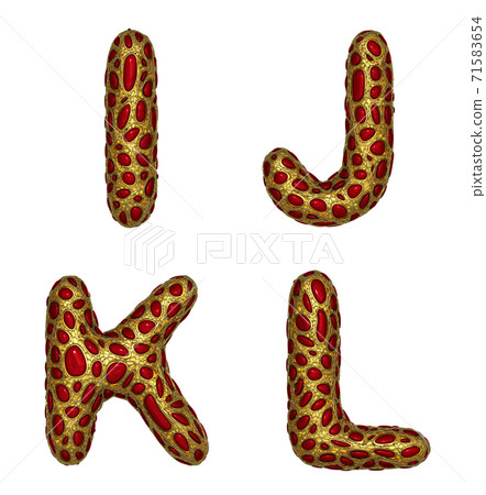Letter set I, J, K, L made of realistic 3d render golden shining metallic. Letter set I, J, K, L made of realistic 3d render golden shining metallic. 71583654