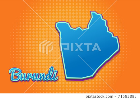 Retro map of burundi with halftone background. Cartoon map icon in comic book and pop art style. Cartography business concept. Great for kids design,educational game,magnet or poster design. 71583883
