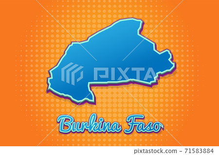 Retro map of burkina Faso with halftone background. Cartoon map icon in comic book and pop art style. Cartography business concept. Great for kids design,educational game,magnet or poster design. Retro map of burkina Faso with halftone background. Cartoon map icon in comic book and pop art style. Cartography business concept. Great for kids design,educational game,magnet or poster design. 71583884