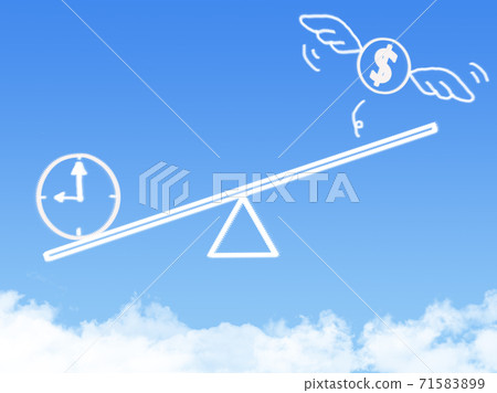 Scale weighing money and time cloud shape Scale weighing money and time cloud shape 71583899