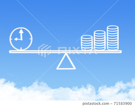 Scale weighing money and time cloud shape Scale weighing money and time cloud shape 71583900