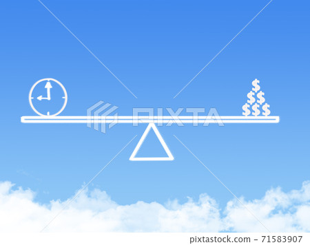 Scale weighing money and time cloud shape 71583907