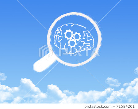 magnifier with brain cloud shape 71584201