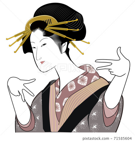 Ukiyo-e Beauty-Rock Pose Ukiyo-e Beauty-Rock Pose 71585604