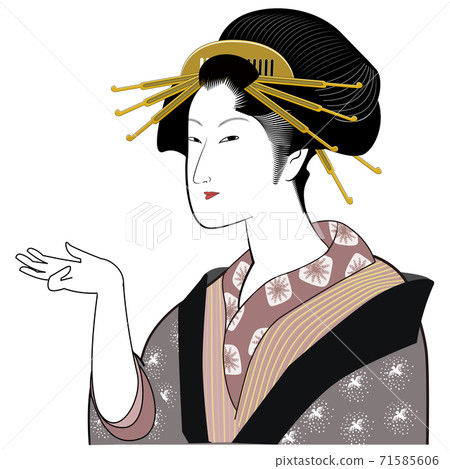 Ukiyo-e Beauty-Palm 71585606