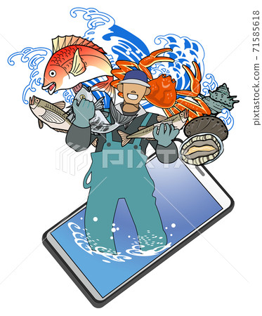 Direct sales of seafood using smartphones Direct sales of seafood using smartphones 71585618