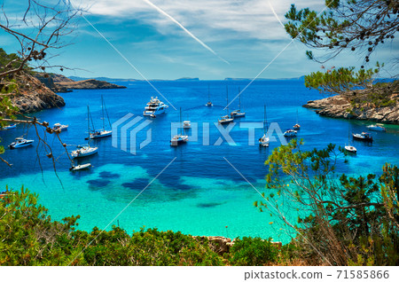 Sailboats at Cala Salada lagoon. Ibiza, Spain 71585866