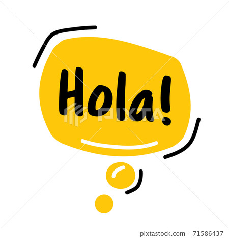 Hello, in Spain language, Hola. Speech Bubble. Hand drawn doodle speech 71586437