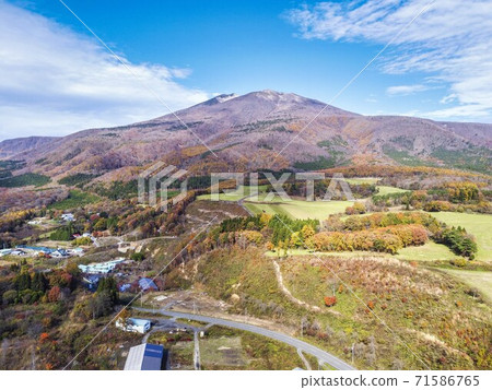 Mt. Fubo drone photographed from Shichikashuku in late autumn Autumn leaves Shichikashuku Town, Miyagi Prefecture Mt. Fubo drone photographed from Shichikashuku in late autumn Autumn leaves Shichikashuku Town, Miyagi Prefecture 71586765