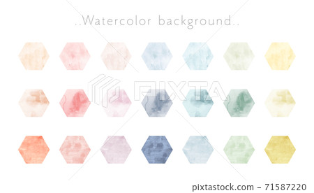 Watercolor-style round, square, and hexagonal frame / background set / colorful / frame / material / texture / cutout / fashionable 71587220