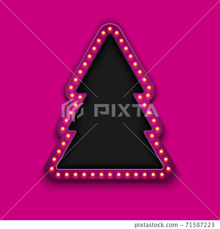 Vector modern retro billboard and christmas tree background 71587223