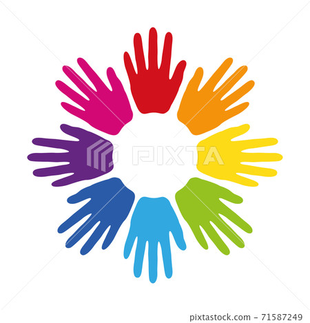 group of human hands build a circle isolated on white 71587249
