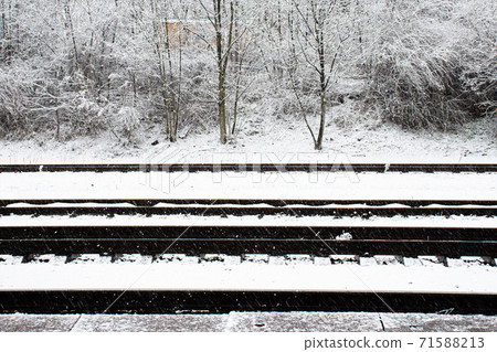 Railway track in winter snow Railway track in winter snow 71588213