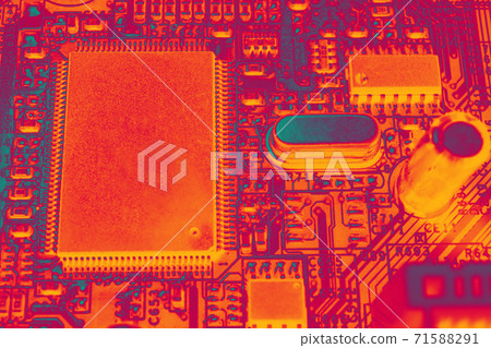 Close up view of central computer processor CPU blank microchip for copy space. Motherboard circuit background Close up view of central computer processor CPU blank microchip for copy space. Motherboard circuit background 71588291