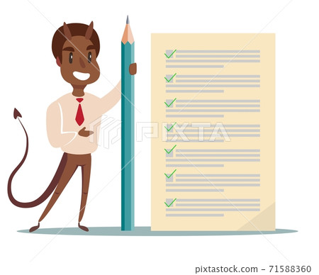 Evil businessman offering contract. Devil's contract. Evil businessman offering contract. Devil's contract. 71588360