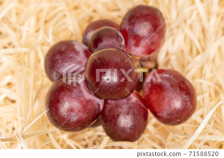 Red globe grape on straw mat Red globe grape on straw mat 71588520