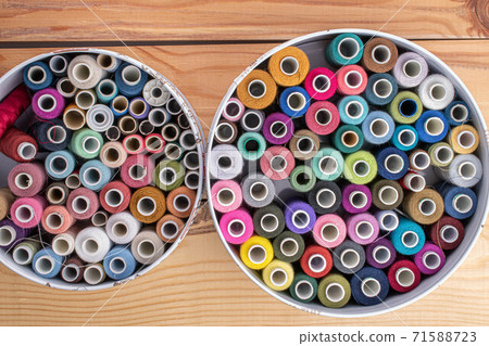 Haberdashery item on wood Haberdashery item on wood 71588723