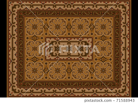 Vintage oriental carpet with ornament of brown... - Stock Illustration ...