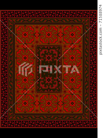 Vintage oriental carpet with ornament of red... - Stock Illustration ...