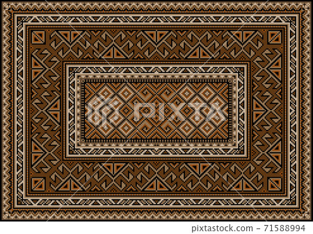 Vintage ethnic carpet with ethnic ornament in... - Stock Illustration ...