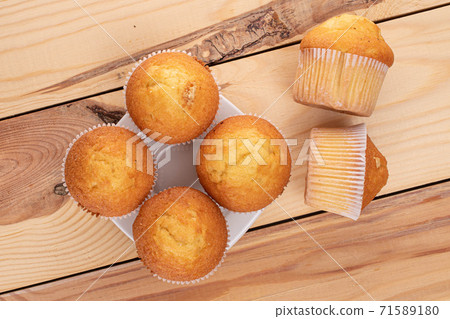 Baked muffin on wood 71589180