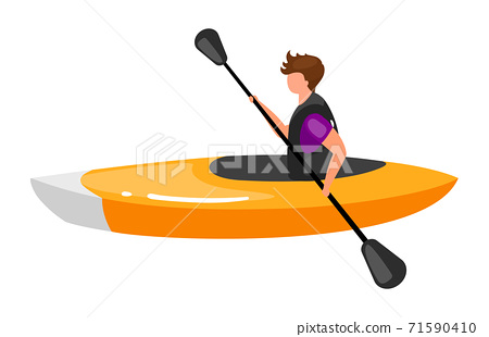 Kayaking Flat Vector Illustration Extreme Stock Illustration 71590410 Pixta