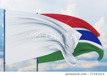 White flag on flagpole waving in the wind and... - Stock Illustration ...
