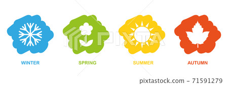 four seasons winter spring summer fall icon set 71591279