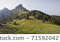Sunny summer day with blue skies in Muttereralm, one of the mountains of the Austrian alps. 71592042