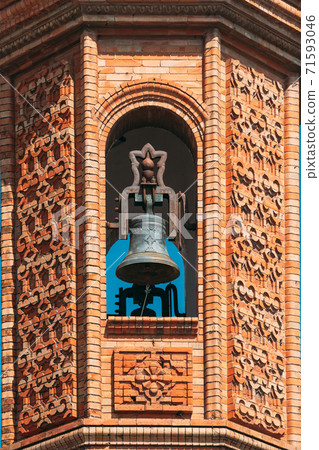 Seville, Spain. Close up of The Moorish Revival Chapel of El Carmen in Seville, Spain. Bell tower, Seville, Spain. Close up of The Moorish Revival Chapel of El Carmen in Seville, Spain. Bell tower, 71593046