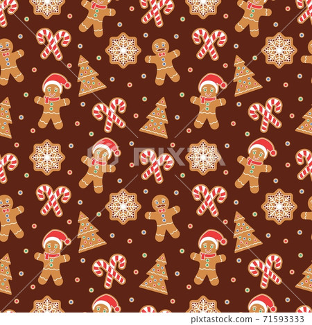 Christmas seamless pattern with gingerbread man cookies Christmas seamless pattern with gingerbread man cookies 71593333
